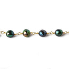 7x6mm Peacock Baroque Freshwater Pearl Gold plated Chain by the foot 28 pcs - The Bead Traders