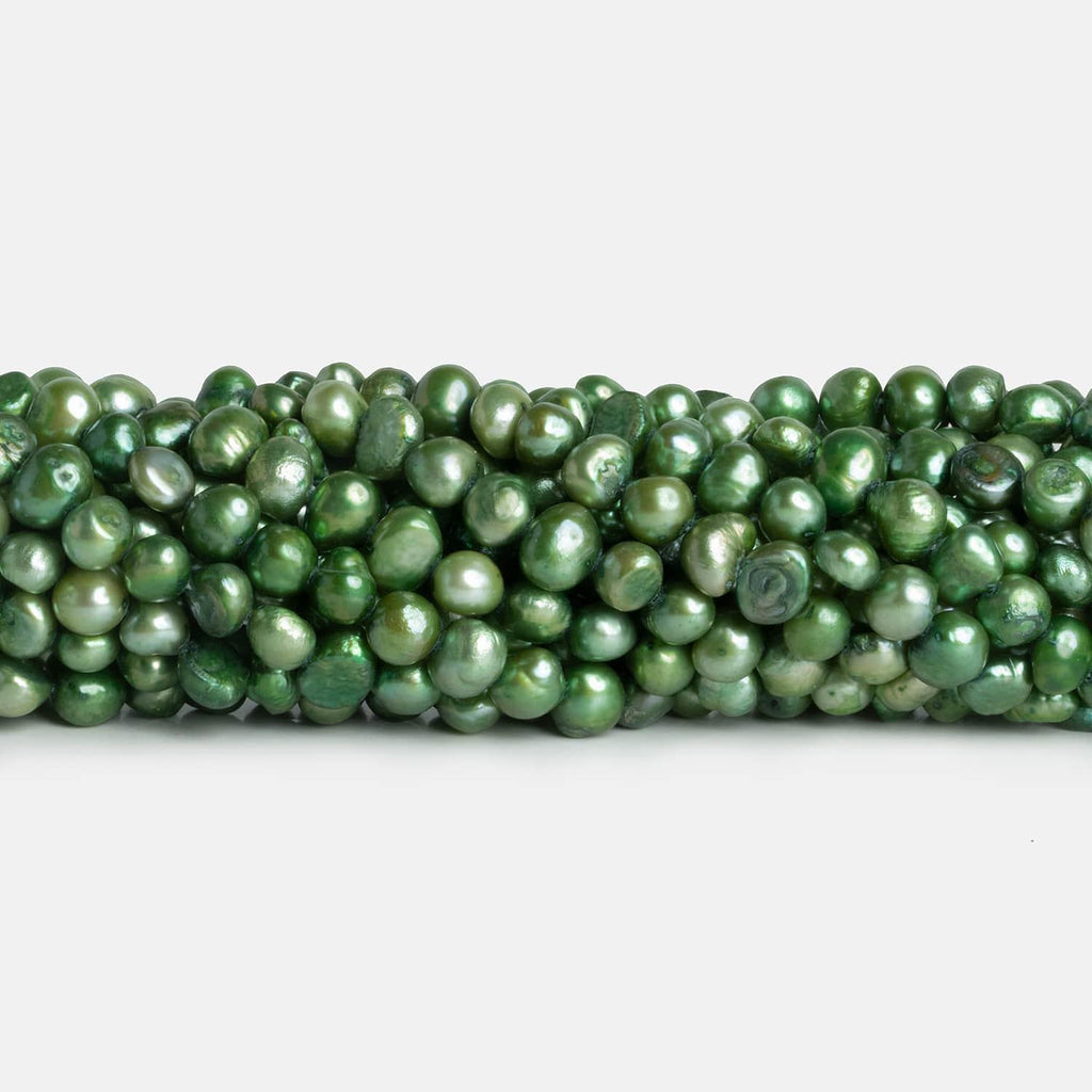 7x6mm Pistachio Green Baroque Pearls 15 inch 70 pieces - The Bead Traders