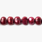 7x6mm Raspberry Red Baroque Side Drilled Freshwater Pearls 16 inch 70 pieces - The Bead Traders