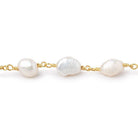 7x6mm White Baroque Pearl Gold Chain - The Bead Traders