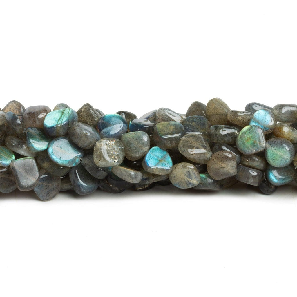 7x7-10x10mm Labradorite Straight Drilled Plain Heart Beads 8 inch 22 pieces - The Bead Traders