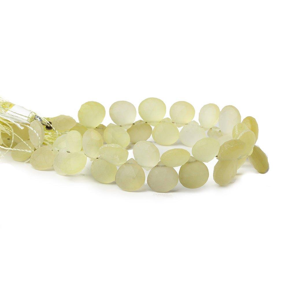 7x7-10x10mm Matte Lemon Quartz faceted pears and hearts 7.5 inch 46 beads - The Bead Traders