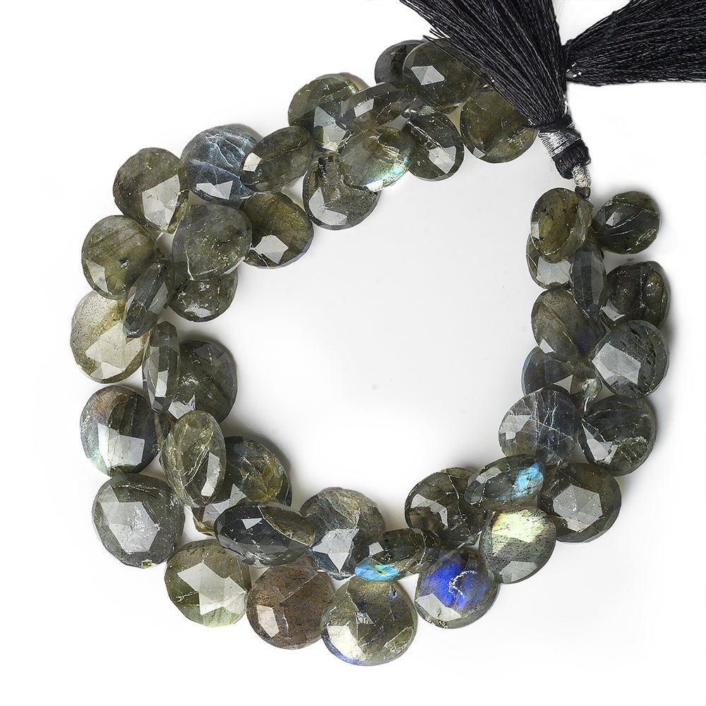 7x7-12x12mm Labradorite Faceted Pears and Hearts 9 inch 55 pieces - The Bead Traders
