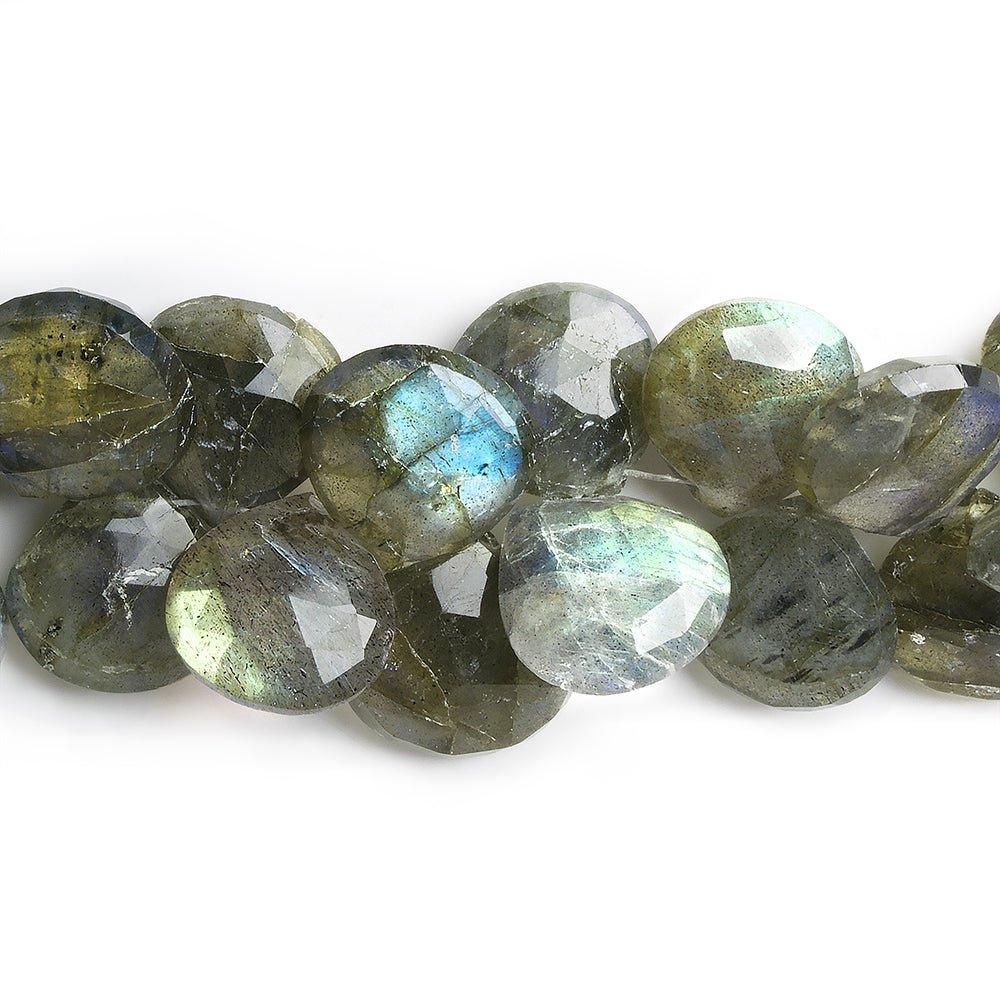 7x7-12x12mm Labradorite Faceted Pears and Hearts 9 inch 55 pieces - The Bead Traders