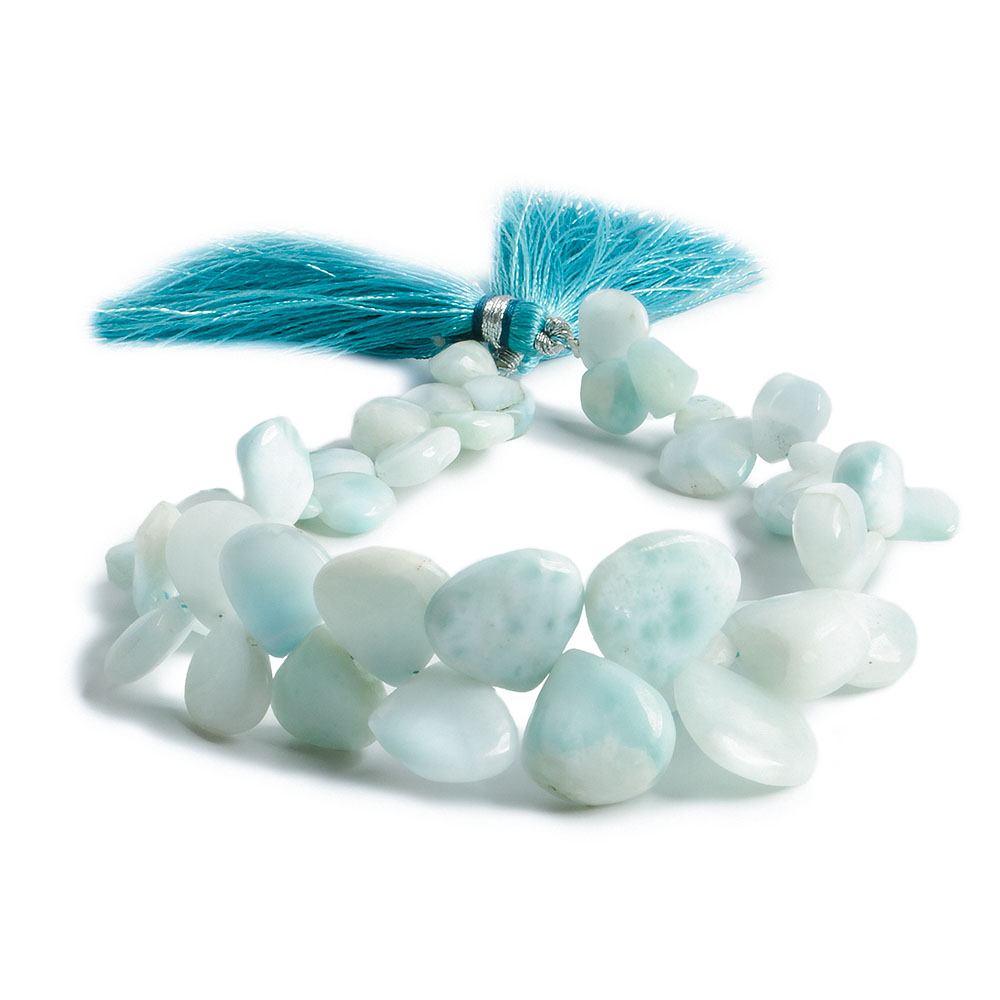 7x7-12x12mm Larimar plain heart beads 8 inch 46 pieces - The Bead Traders