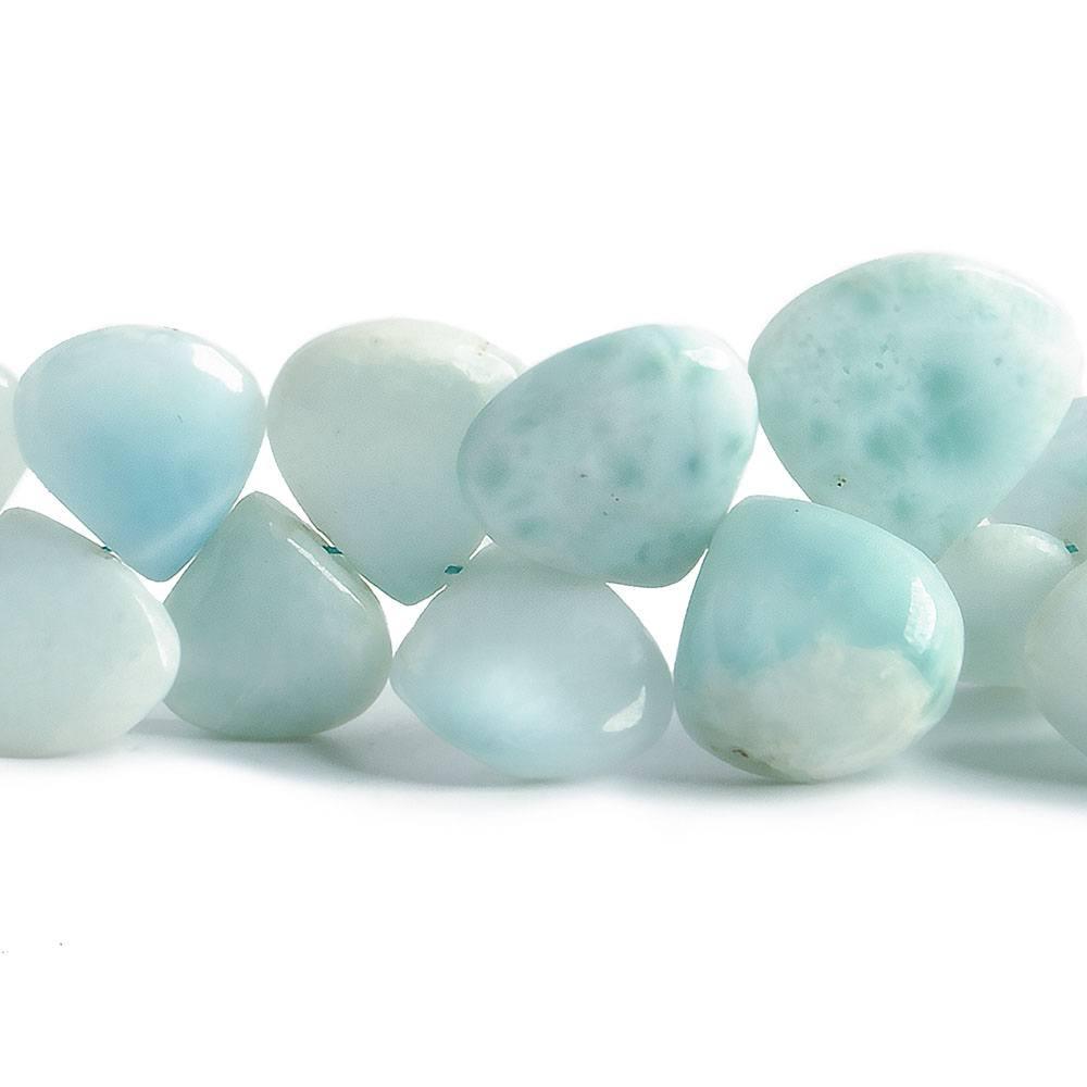 7x7-12x12mm Larimar plain heart beads 8 inch 46 pieces - The Bead Traders