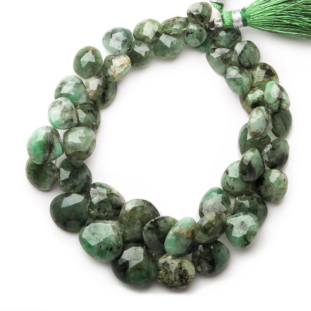 7x7-13x13mm Emerald Faceted Heart beads 8 inch 45 pieces - The Bead Traders