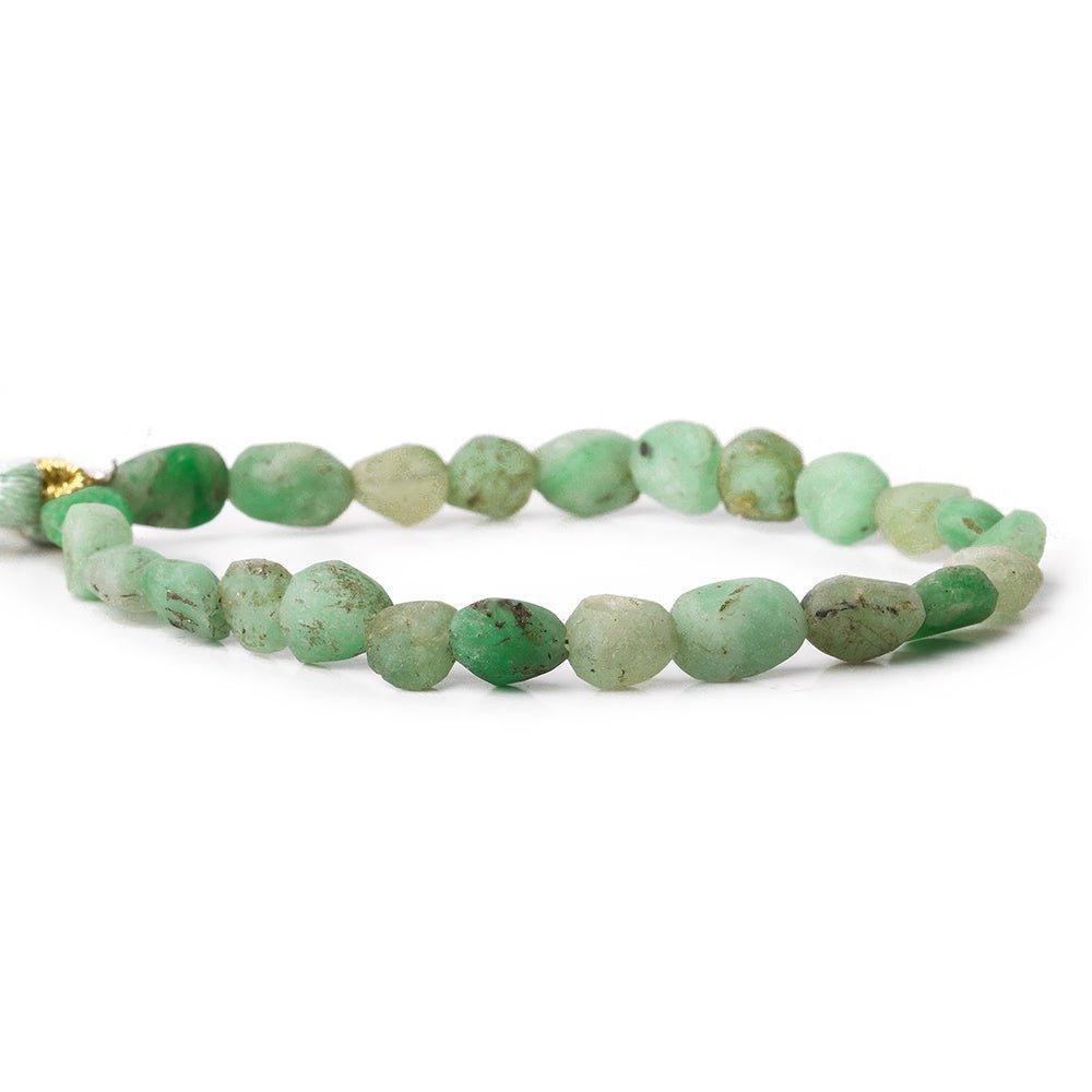 7x7-8x6mm Matte Colombian Emerald plain nugget beads 7.5 inch 22 pieces - The Bead Traders