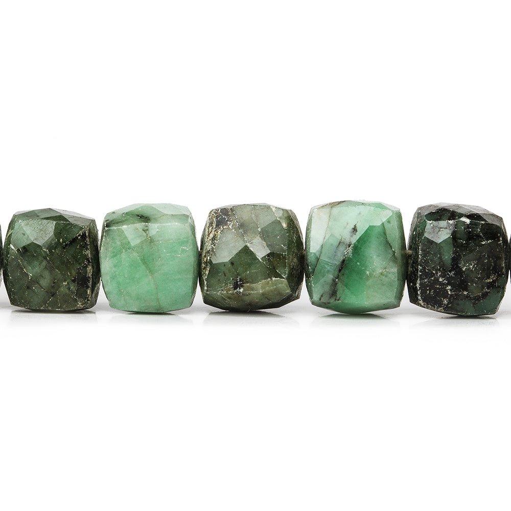 7x7-8x8mm Emerald faceted cube beads 8 inch 27 pieces - The Bead Traders