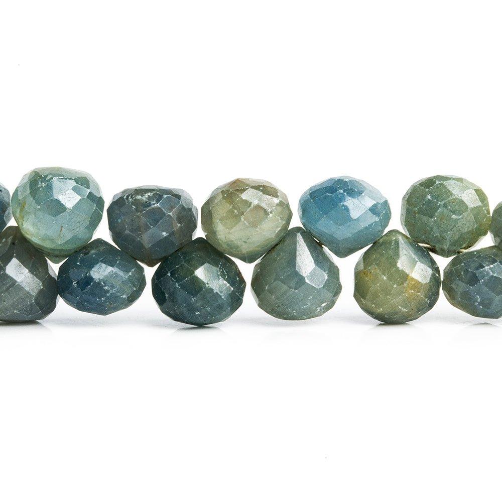 7x7-8x8mm Green Blue Sapphire Faceted Candy Kiss Beads 8.5 inch 54 pieces - The Bead Traders