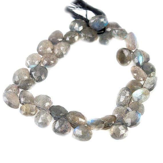 7x7-8x8mm Labradorite Heart Briolette Beads 7 inch 42 pieces - The Bead Traders