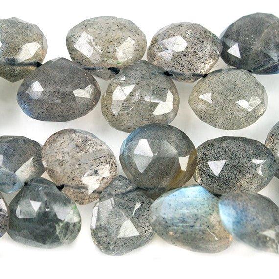 7x7-8x8mm Labradorite Heart Briolette Beads 7 inch 42 pieces - The Bead Traders