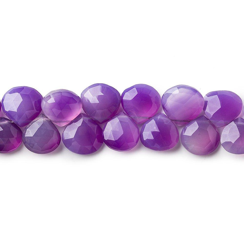 7x7-8x8mm Shaded Purple Chalcedony faceted hearts 8 inch 46 pieces - The Bead Traders