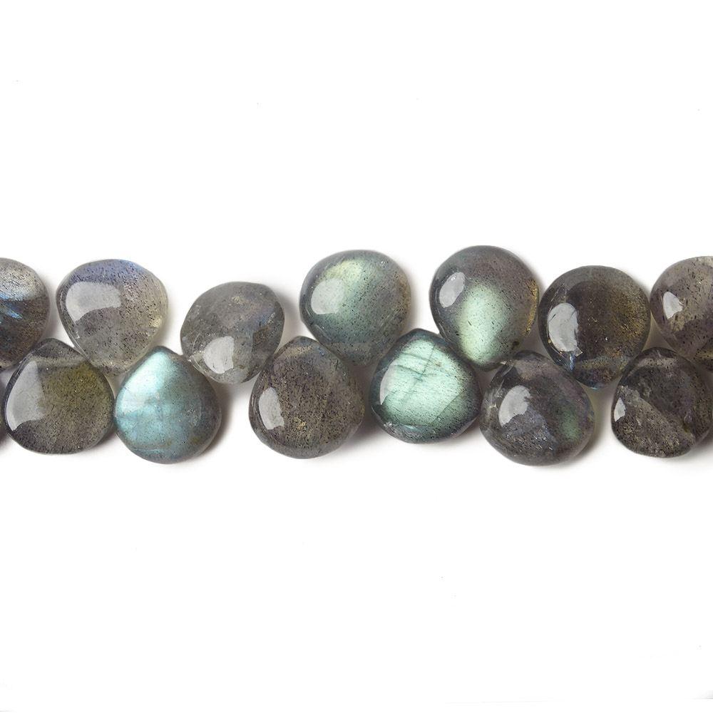 7x7-9x9mm Labradorite plain hearts 8 inch 44 pieces - The Bead Traders