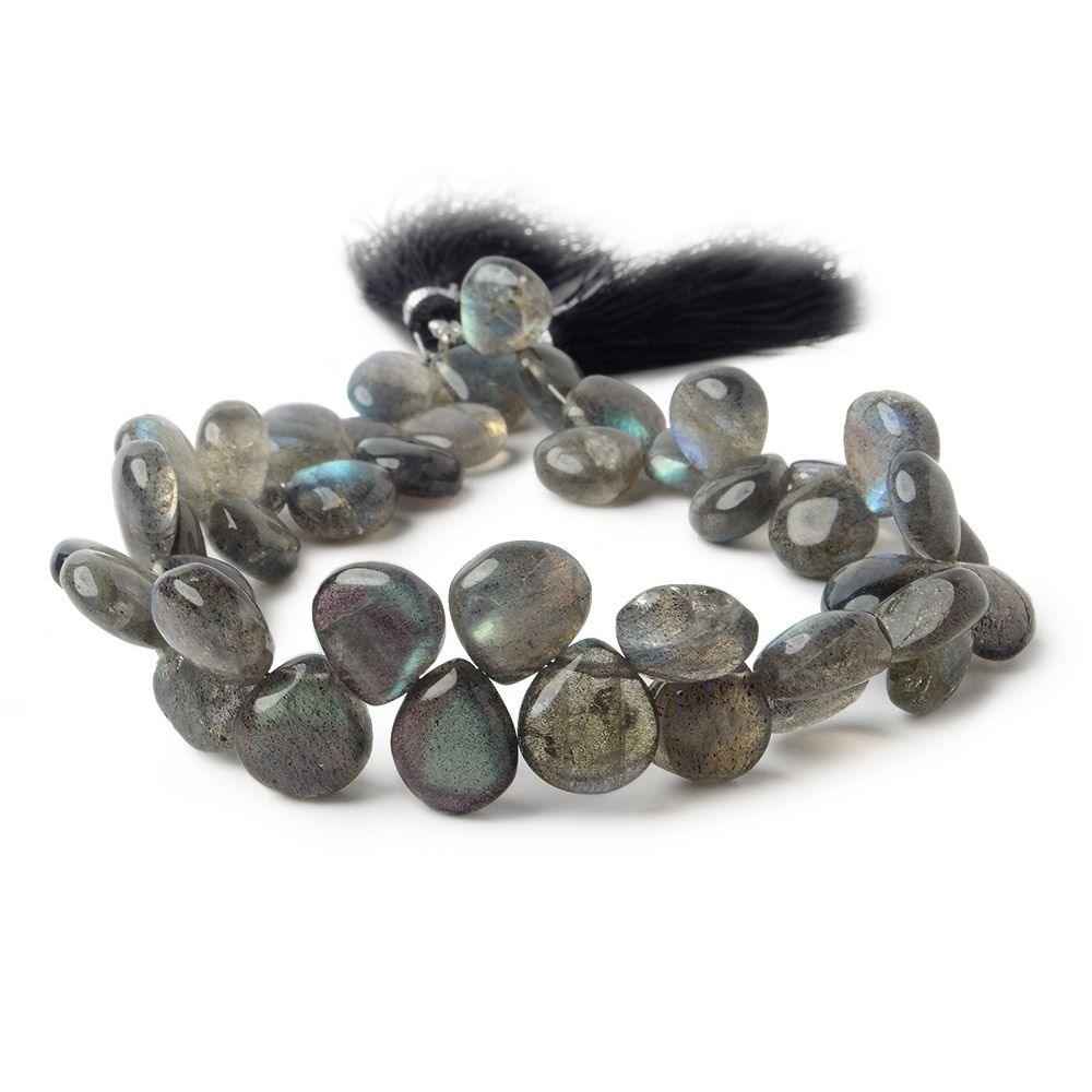7x7-9x9mm Labradorite plain hearts 8 inch 44 pieces - The Bead Traders
