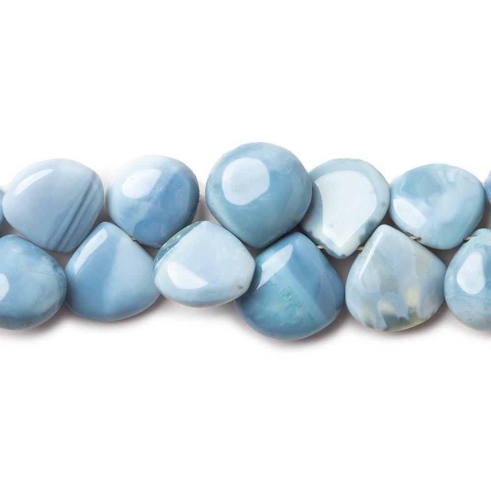 7x7-9x9mm Owyhee Denim Blue Opal plain heart beads 8 inch 55 pieces - The Bead Traders