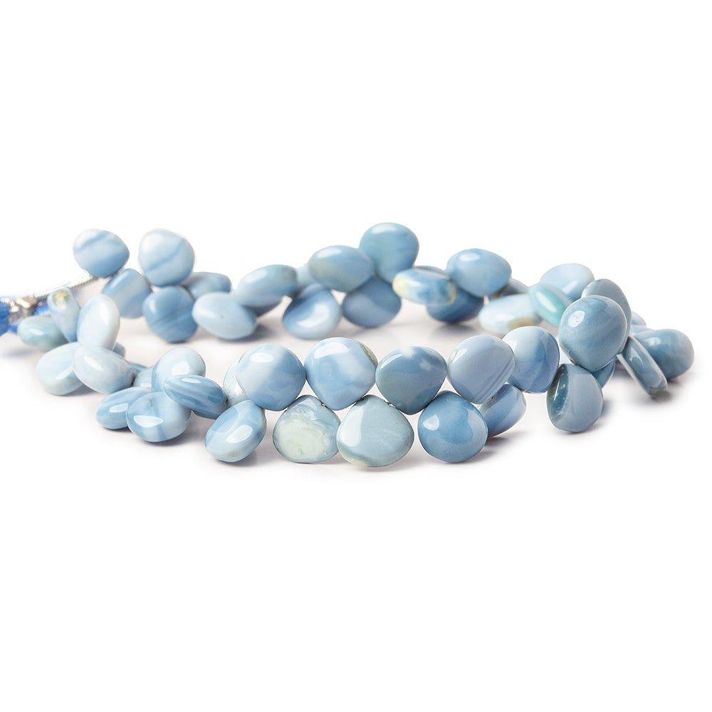 7x7-9x9mm Owyhee Denim Blue Opal plain heart beads 8 inch 55 pieces - The Bead Traders