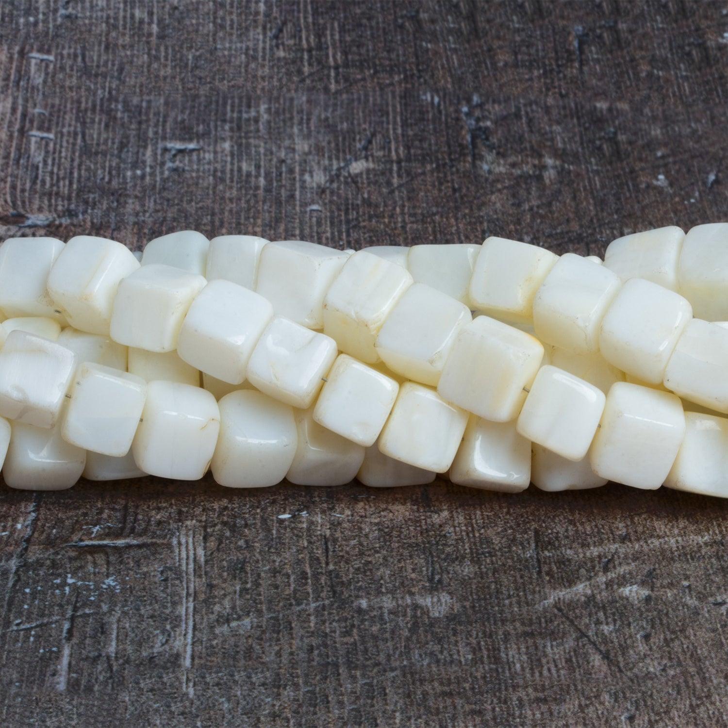 7x7-9x9mm White & Yellow Opal plain cubes 6.5 inch 46 Beads - The Bead Traders
