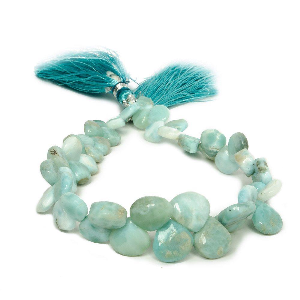 7x7mm-10x11mm Larimar plain heart beads 8 inch 44 pieces - The Bead Traders