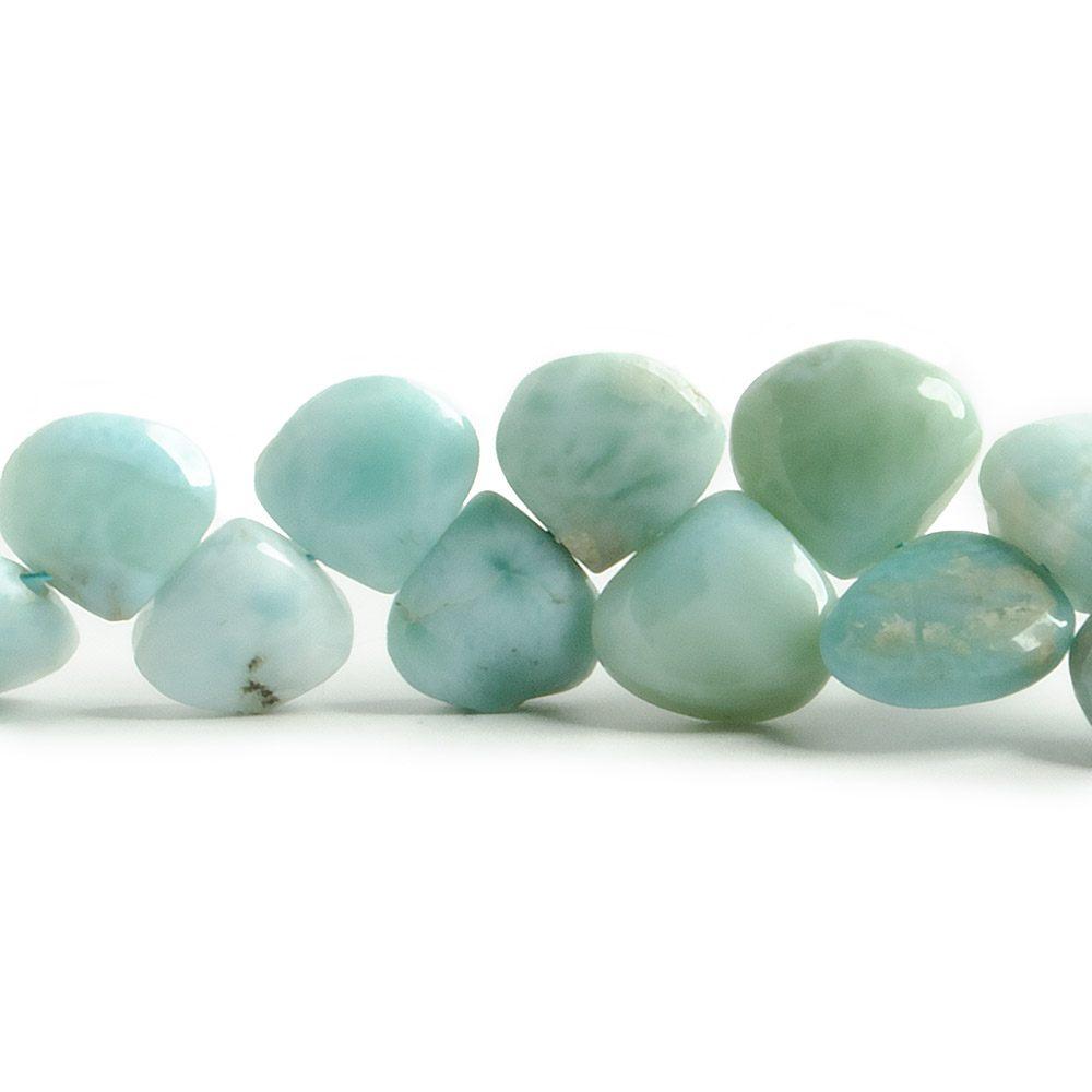 7x7mm-10x11mm Larimar plain heart beads 8 inch 44 pieces - The Bead Traders