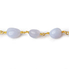 7x7mm-11x7mm Turkish Blue Chalcedony plain nugget Gold plated Chain by the foot 19 pieces - The Bead Traders