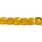 7x7mm Amber Yellow Chalcedony Faceted Cube Beads 8 inch 29 pieces - The Bead Traders
