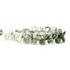 7x7mm Green Tourmalinated Quartz faceted heart briolettes 6 inch 32 beads - The Bead Traders