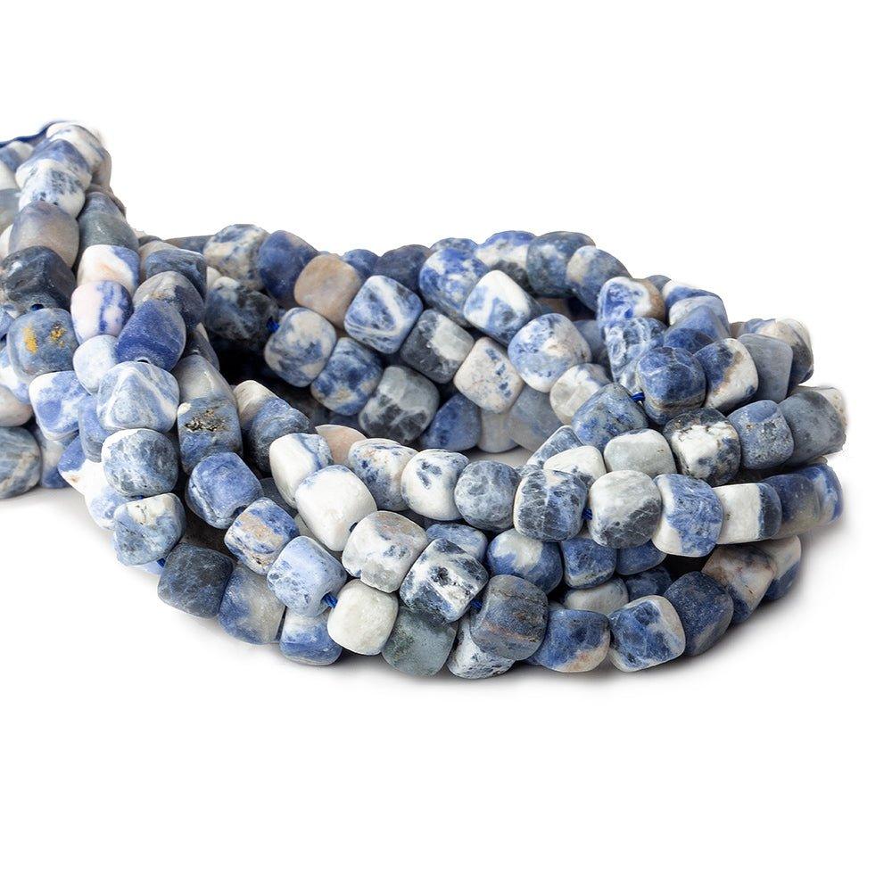 7x7mm Matte Sodalite plain cube beads 15 inch 57 pieces - The Bead Traders