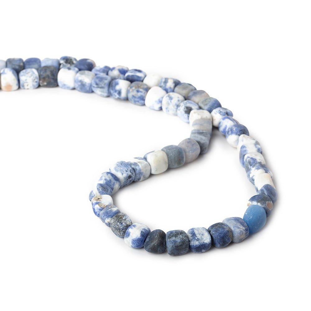 7x7mm Matte Sodalite plain cube beads 15 inch 57 pieces - The Bead Traders