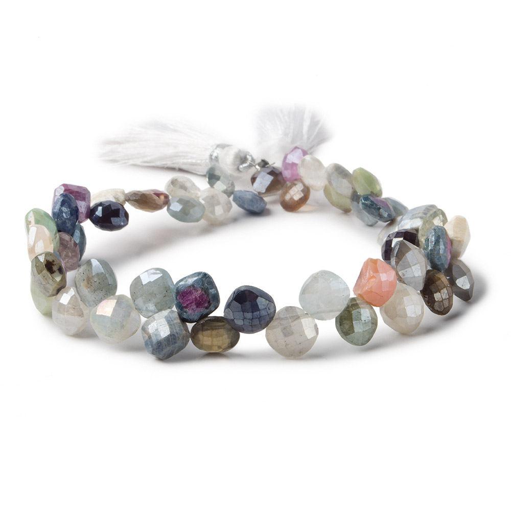 7x7mm Mystic Multi-Gemstone faceted pillows 50 pieces 8 inch - The Bead Traders