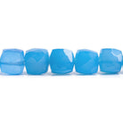 7x7mm Santorini Blue Chalcedony faceted cubes 8 inch 30 large hole beads - The Bead Traders