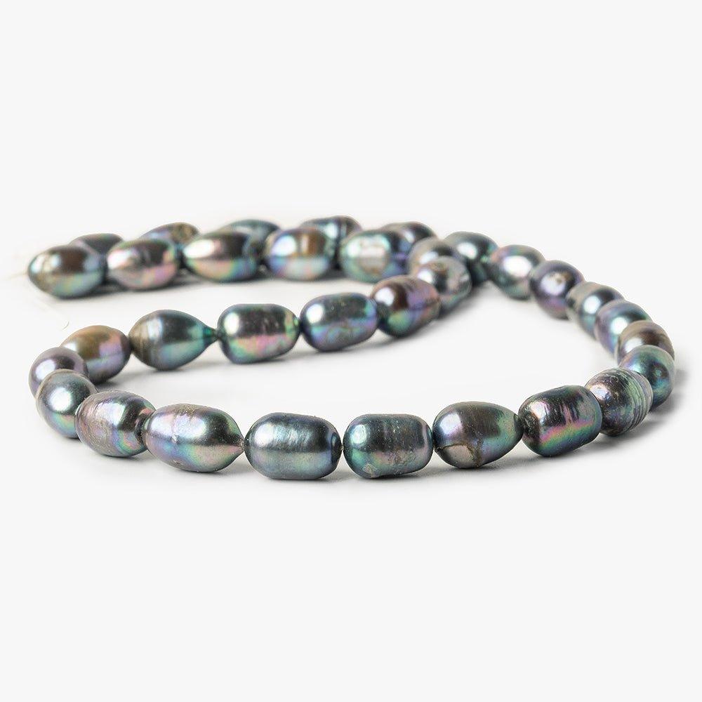 7x8-8x10mm Peacock Grey straight drilled Baroque Freshwater Pearls 16 inch 31 pieces - The Bead Traders
