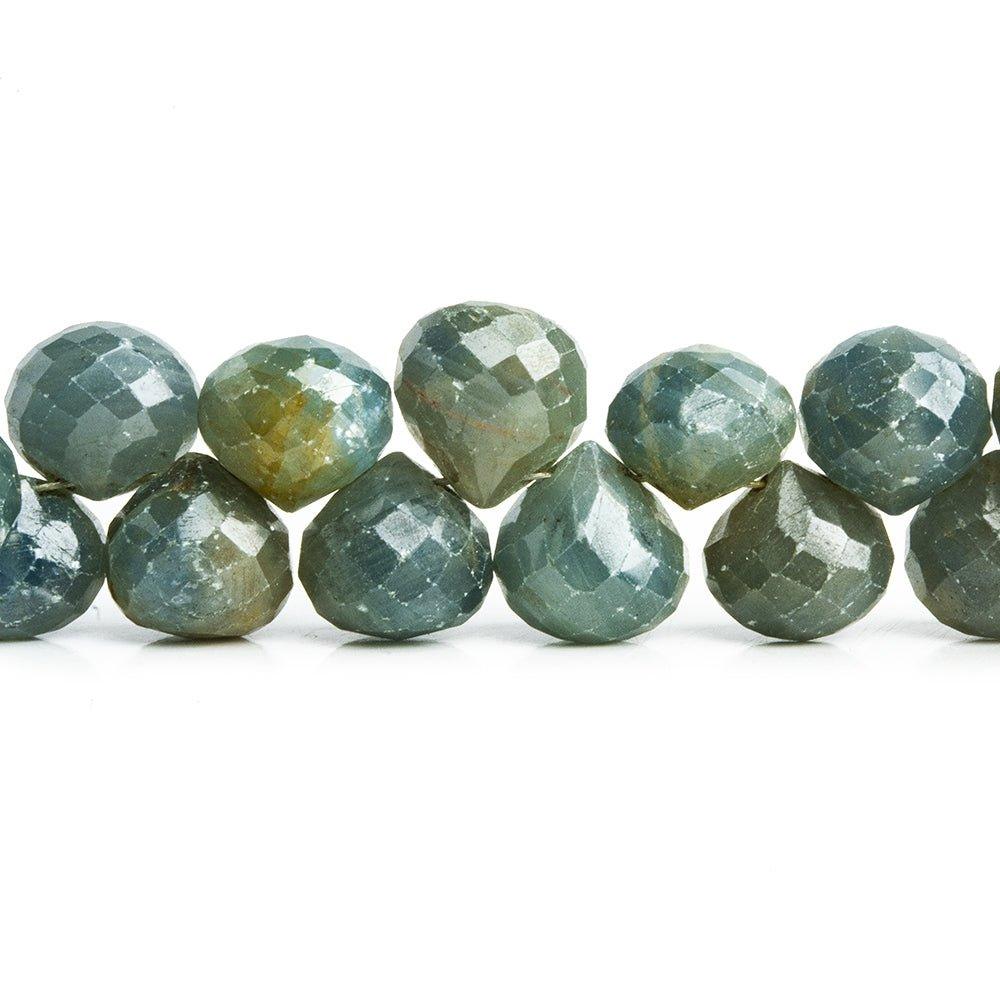 7x8-8x9mm Green Blue Sapphire Faceted Candy Kiss Beads 8 inch 52 pcs - The Bead Traders