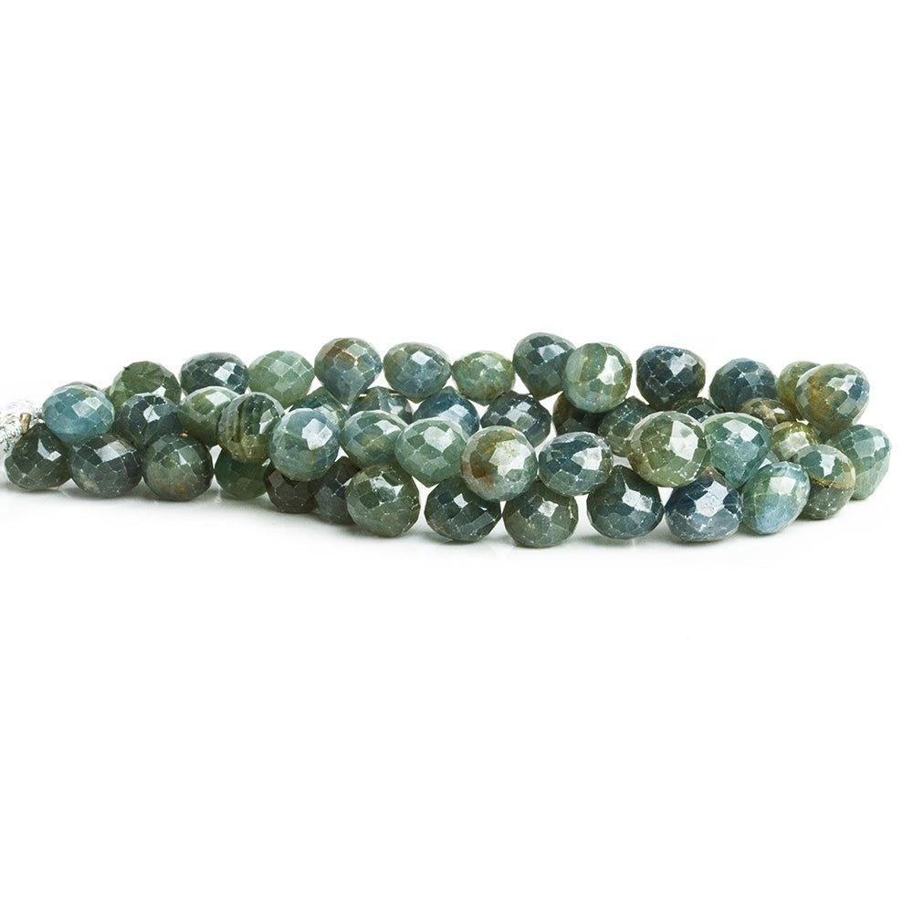 7x8-8x9mm Green Blue Sapphire Faceted Candy Kiss Beads 8 inch 52 pcs - The Bead Traders