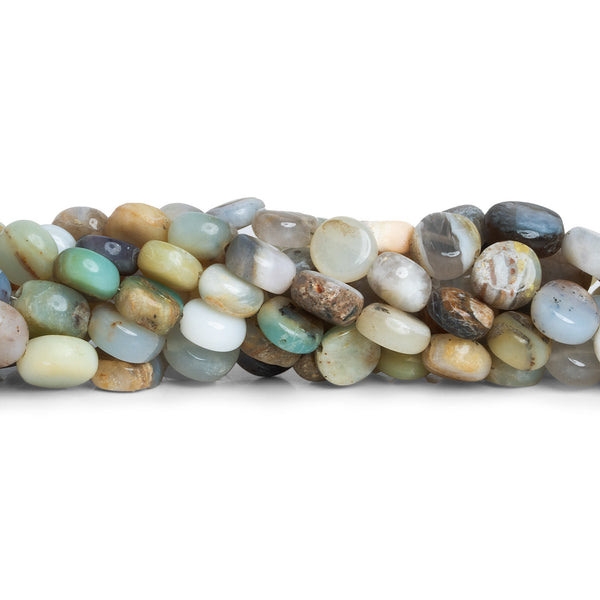 8-10mm Blue Peruvian Opal Plain Coins 8 inch 20 beads