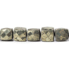 8-10mm Golden Pyrite Faceted Cube Beads 8 inch 19 pieces - The Bead Traders