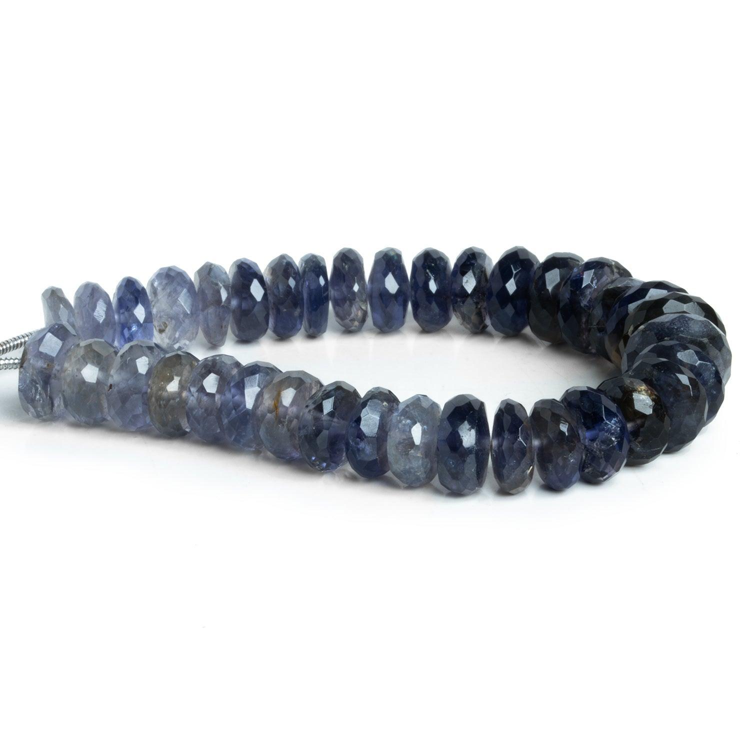 8-10mm Iolite Faceted Rondelles 6 inch 32 beads - The Bead Traders