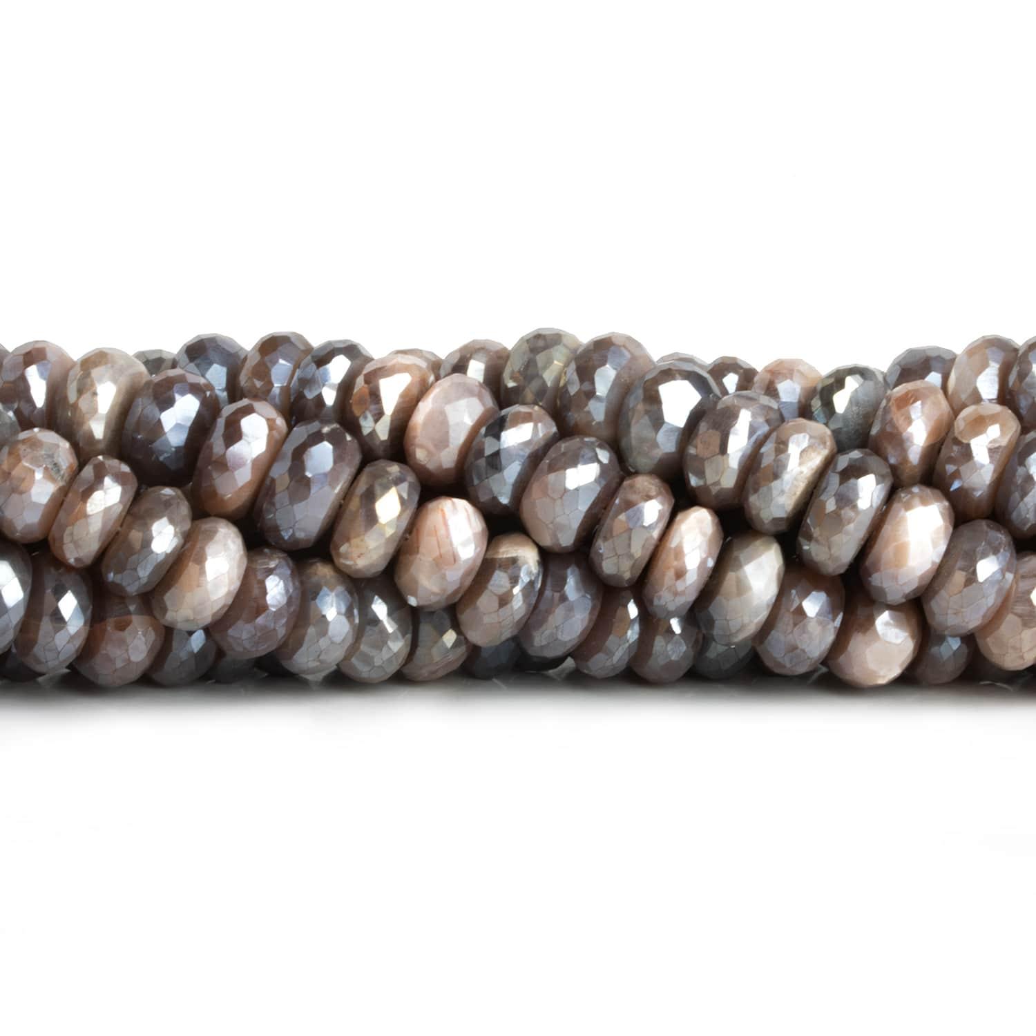 8-10mm Mystic Brown Moonstone Faceted Rondelles 8 inch 35 beads - The Bead Traders