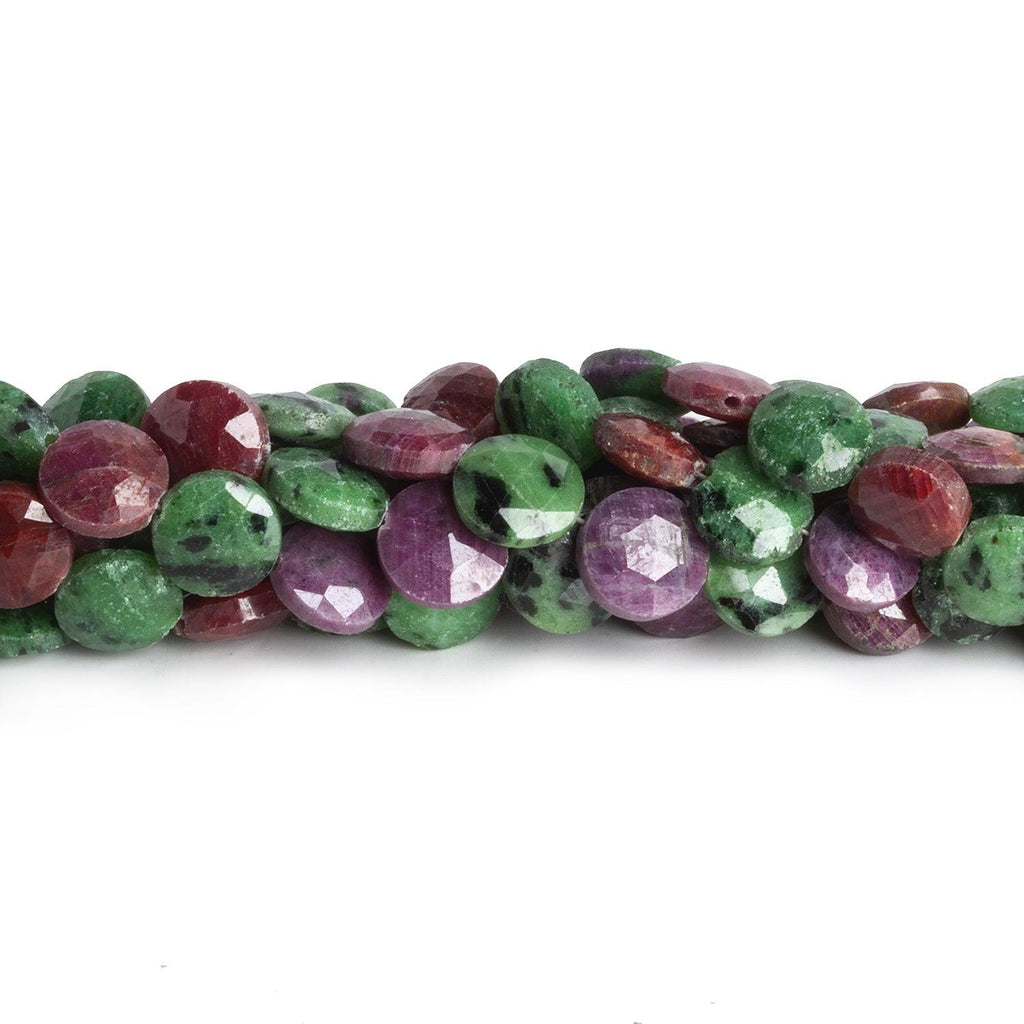 8-10mm Ruby in Zoisite Faceted Coins 8 inch 23 beads - The Bead Traders