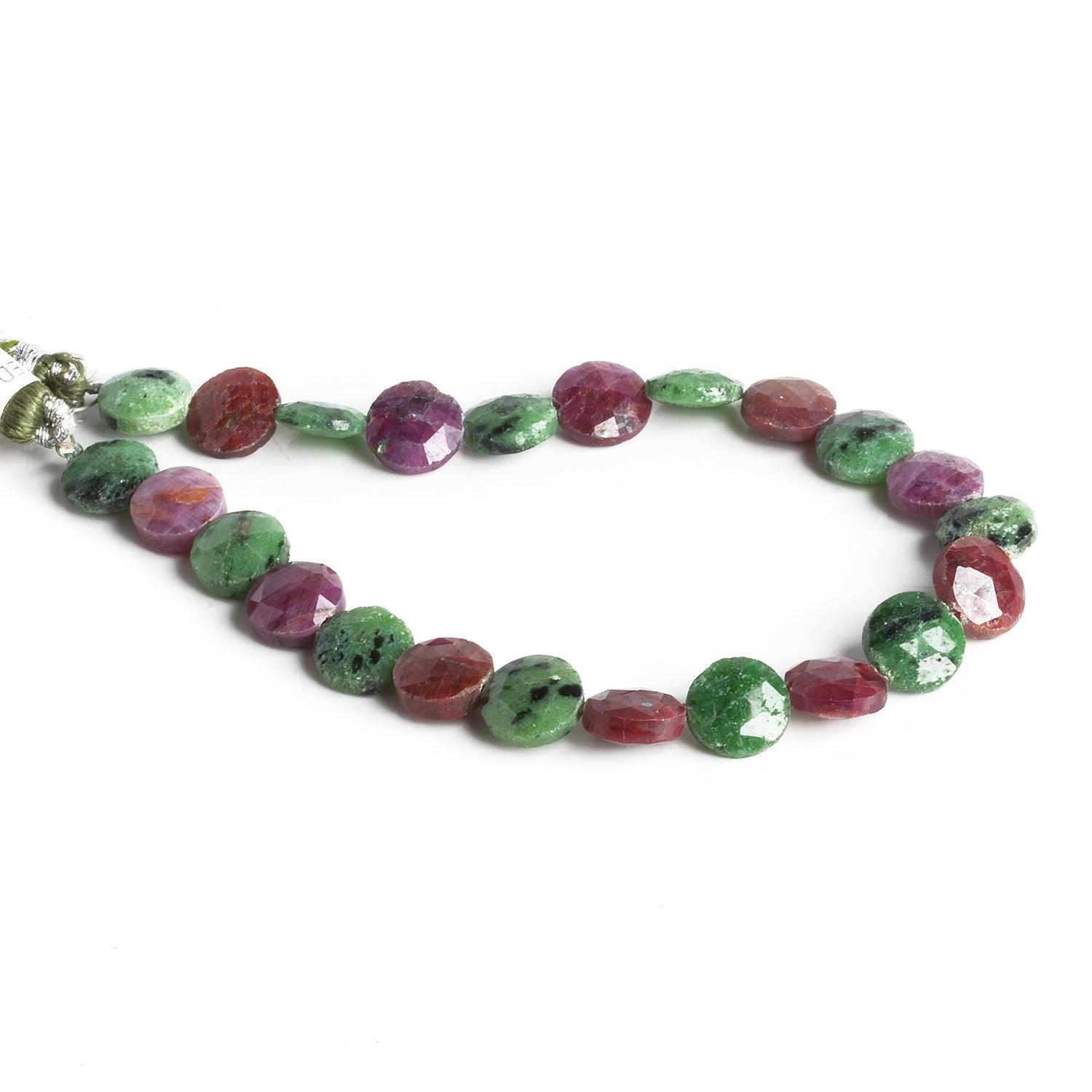 8-10mm Ruby in Zoisite Faceted Coins 8 inch 23 beads - The Bead Traders