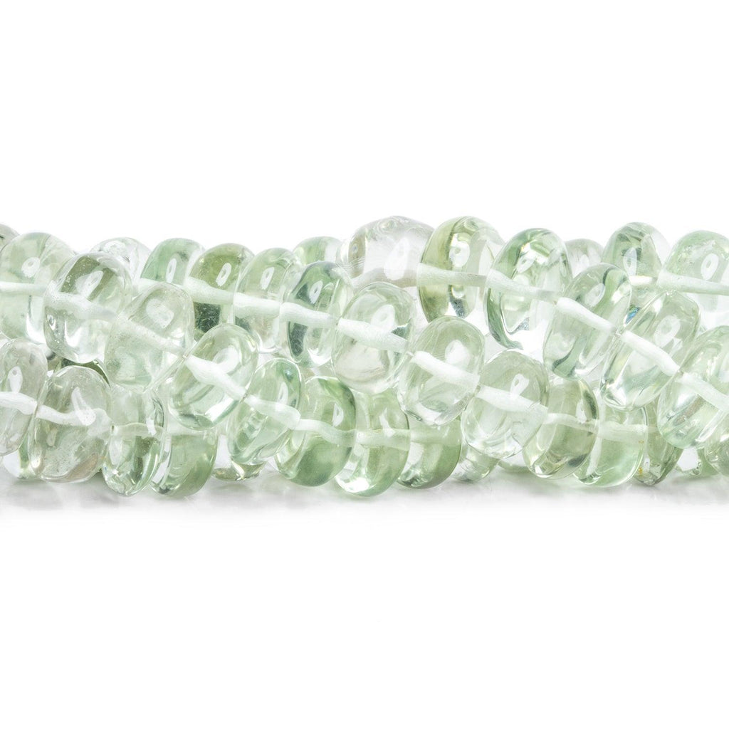 8-10mm Shaded Prasioilte Plain Rondelles 16 inch 75 beads - The Bead Traders