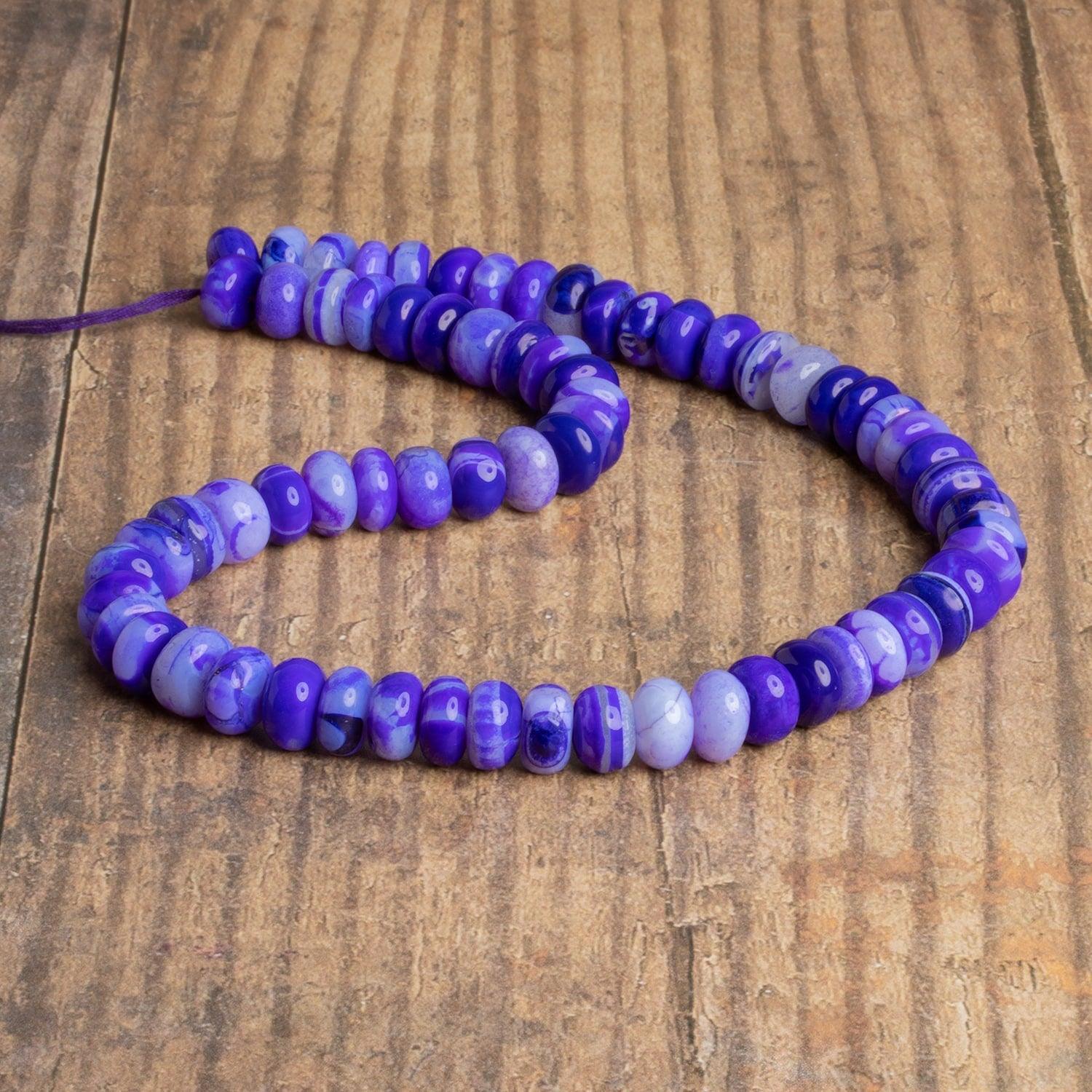 8-11mm Dark Purple Opal Plain Rondelles 16 inch 65 beads - The Bead Traders