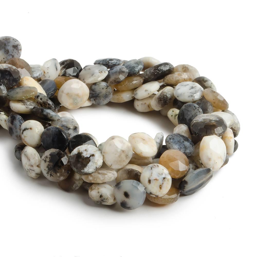 8-11mm Dendritic Opal faceted coin beads- Lot of 4 strands - The Bead Traders