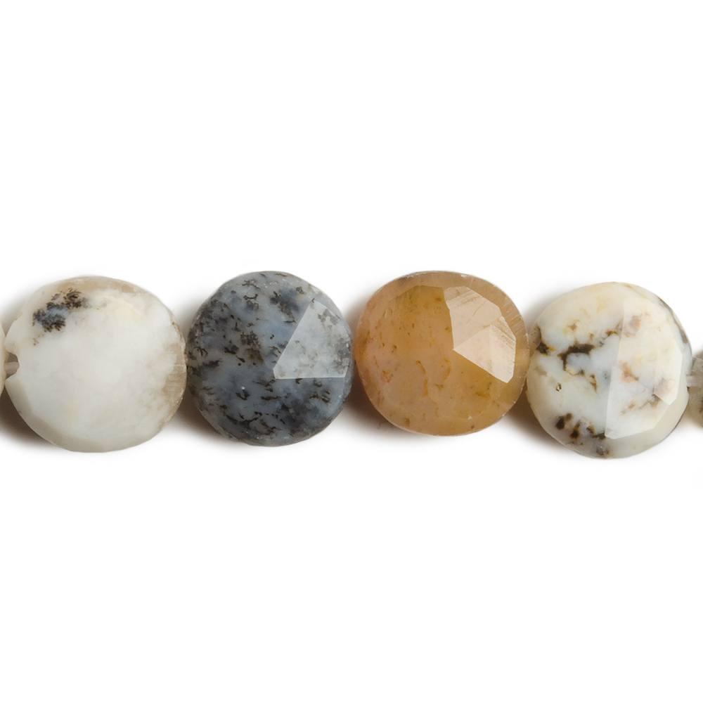 8-11mm Dendritic Opal faceted coin beads- Lot of 4 strands - The Bead Traders