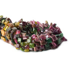 8-11mm Multi Color Tourmaline Plain Square 15 inches 34 beads - The Bead Traders