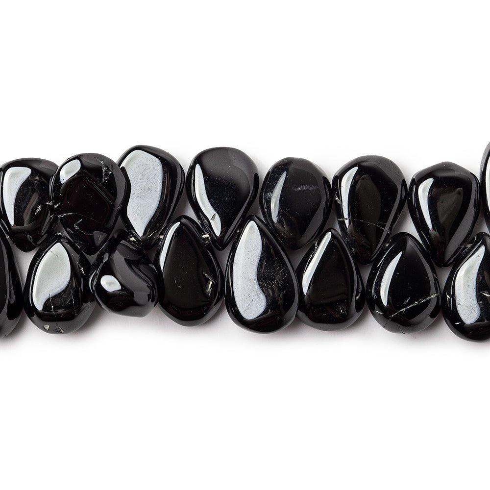 8-12mm Black Agate plain pear Beads 8 inch 57 pieces - The Bead Traders