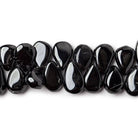 8-12mm Black Agate plain pear Beads 8 inch 57 pieces - The Bead Traders