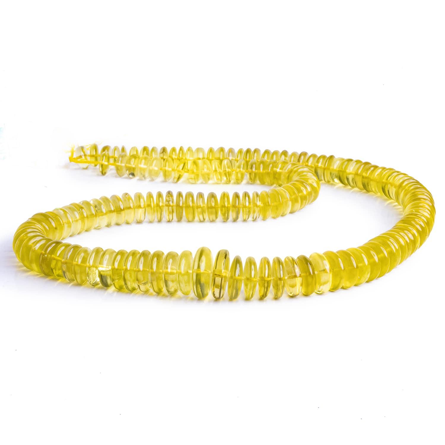 8-12mm Lemon Quartz Saucer Rondelles 18 inch 140 beads - The Bead Traders