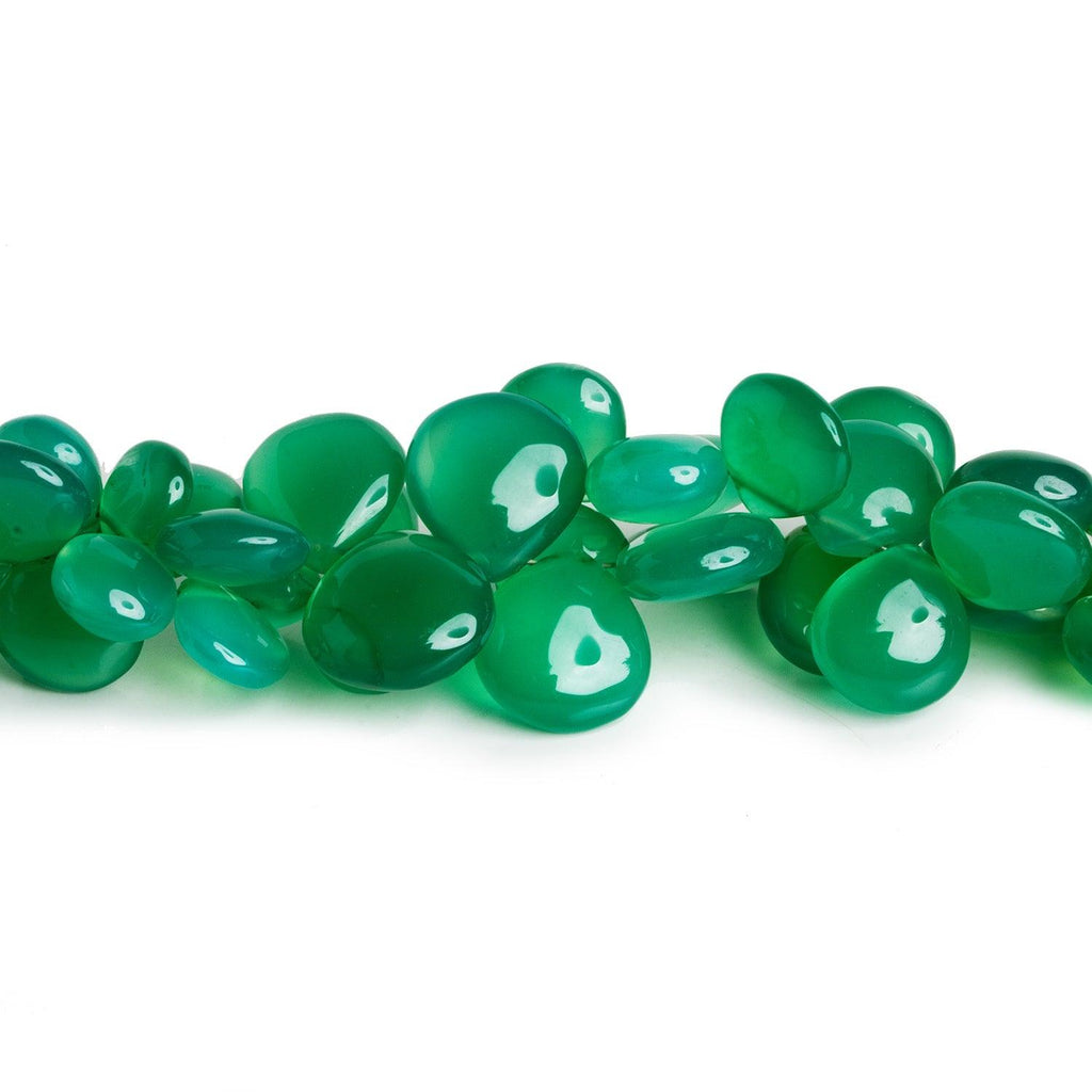 8-13mm Green Chalcedony Plain Hearts 7.5 inch 35 beads - The Bead Traders