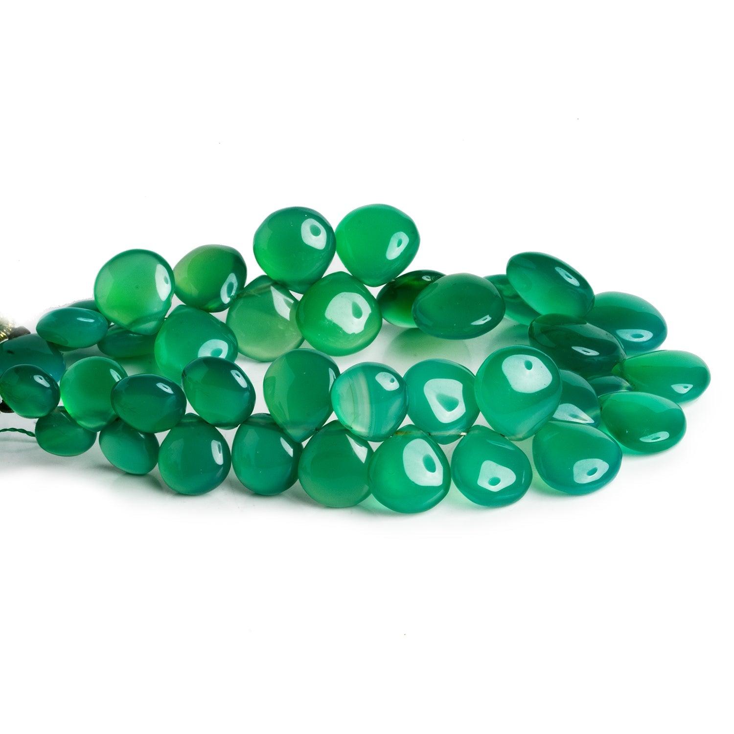 8-13mm Green Chalcedony Plain Hearts 7.5 inch 35 beads - The Bead Traders